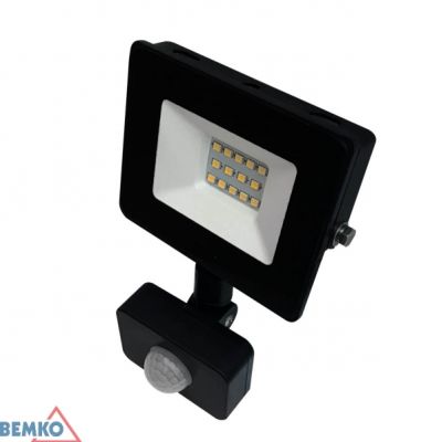 BEMKO NAŚWIETLACZ LED SMD KASTEL 10W 4000K   800LM IP65 CZARNY CZ. PIR C64-S-LFK-010BL-4K (S-C64-S-LFK-010BL-4K)